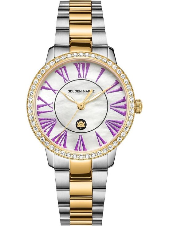 Women\'s Purple/Silver Dainty Watch Mother of Pearl Dial Quartz Wrist Watch